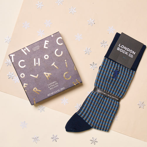 Blue London Co Socks & Volcanic Dark Chocolate Truffles